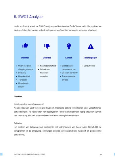 SWOT Analyse voorbeeld ondernemingsplan